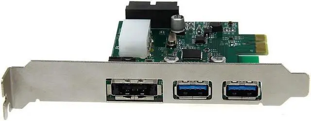 Alt view image 4 of 4 - Sale Desktop 3 Port USB 3.0 20 Pin Power ESATA PCI Express Adapter Controller Card