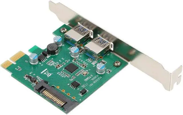 Alt view image 6 of 6 - Super Speed USB3.0 PCI-E Expansion Card Adapter External 2 Port USB 3.0 Hub PCI-E Card 4Pin Power Connector for PC Computer
