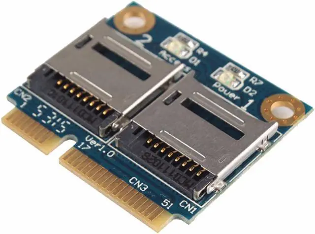 Alt view image 5 of 6 - Dual TF Micro SD Card to Mini PCI-E Express + half Bracket Memory Reader Adapter