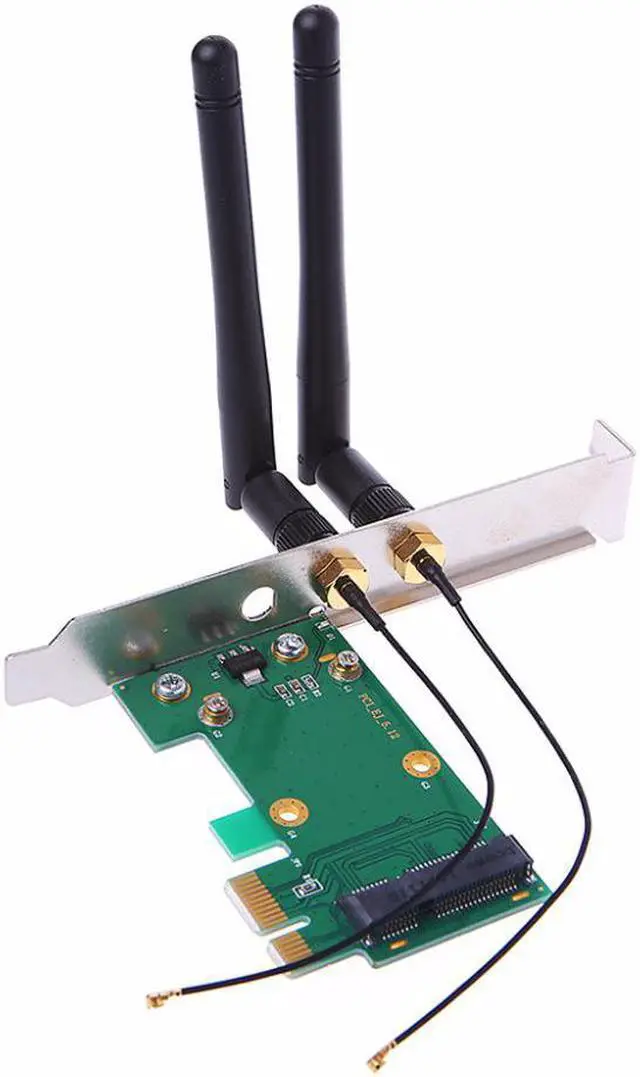 Alt view image 6 of 6 - Mini PCI-E to PCI-E 1X Desktop Adapter Convertor with Two Antennas for Wireless Wifi Network Card
