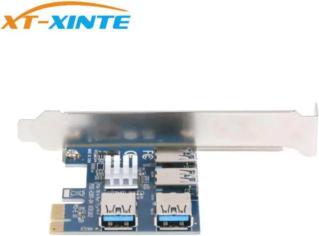 Alt view image 3 of 6 - PCIe 1 to 4 PCI express 16X slots Riser Card PCI-E 1X to External 4 PCI-e Slot Adapter PCIe Multiplier Card for Bitcoin Miner