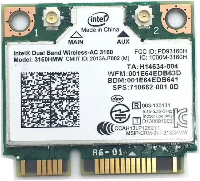 Main image of Amify Card for Intel 3160 3160HMW Mini PCI-e Wifi bluetooth laptop card Dual Band 2.4ghz 5Ghz 802.11ac Wireless AC + Bluetooth