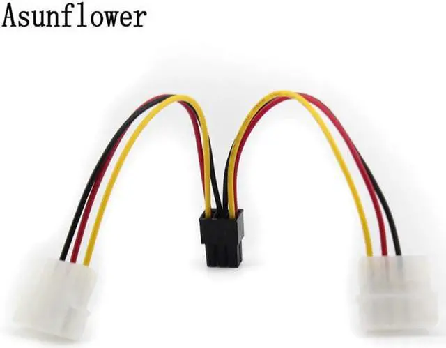 Alt view image 4 of 6 - 5PCS/lot Dual 4 Pin Male Molex IDE TO 6 Pin Female Molex PCI-E Cards Graphic External Supply Line Adapter Power Cable