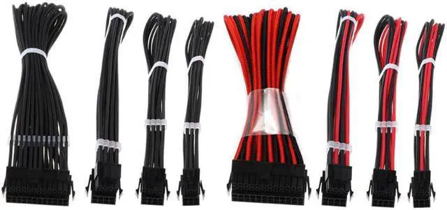 Alt view image 2 of 6 - 1 Set Basic Extension Cable Kit ATX 24Pin/ EPS 4+4Pin / PCI-E 6+2Pin/ PCI-E 6Pin Power Extension Cable for PC Computer Accessory