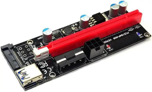 Alt view image 2 of 6 - 009s PCIe Riser PCI-E 1x to 16x Extender 60cm USB3.0 Cable SATA to 6Pin 4pin molex SATA Power Riser card for ETH Dogecoin Mining
