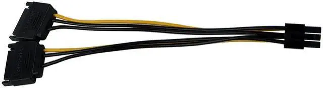 Alt view image 3 of 6 - 15 Pin SATA Male to 2 Female 6 Pin PCI-E PCIe PCI Express Graphics Video Display Card Dual Sata to 6pin Power Cable for PC