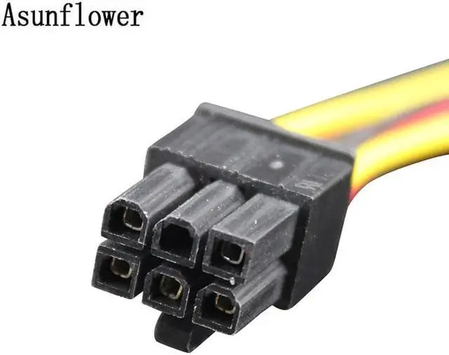 Alt view image 6 of 6 - 5PCS/lot Dual 4 Pin Male Molex IDE TO 6 Pin Female Molex PCI-E Cards Graphic External Supply Line Adapter Power Cable