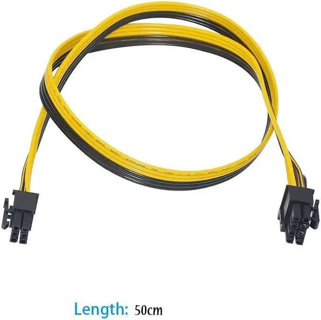 Alt view image 6 of 6 - 6 Pcs 6 Pin PCI-e To 8 Pin (6+2) PCI-e (Male To Male) GPU Power Cable 50cm For Graphic Cards Mining HP Server Breakout Board