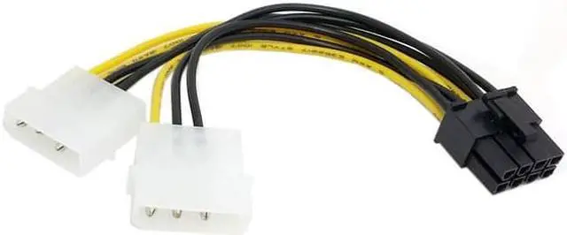 Alt view image 2 of 4 - 10pcs 6 inch 2 x Molex 4 pin to 8-Pin PCI Express Video Card Pci-e ATX PSU Power Converter Cable - Molex to Pcie 8 pin Adapter