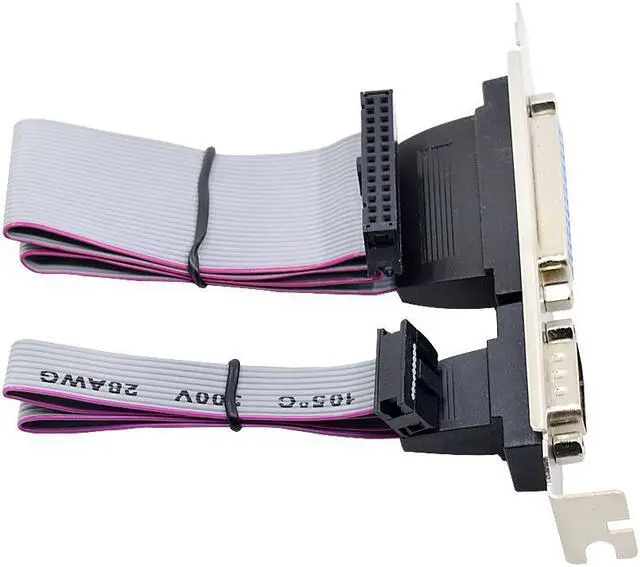 Alt view image 5 of 6 - CHIPAL For PCI Slot Header Serial DB9 Pin With Parallel DB25 Pin Cable 28.5cm With Bracket For Parallel LPT Printer COM Serial