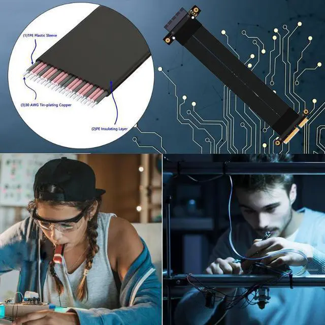 Alt view image 2 of 6 - PCIe 3.0 x4 Riser Card Extender Cable PCI Express Connector Graphics Card Cable Extension Port Adapter