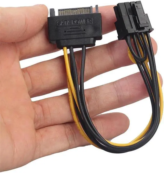 Alt view image 2 of 6 - 20cm 15Pin SATA male to 8-pin PCI-E male video card power adapter cable top material fast conduction low energy cable