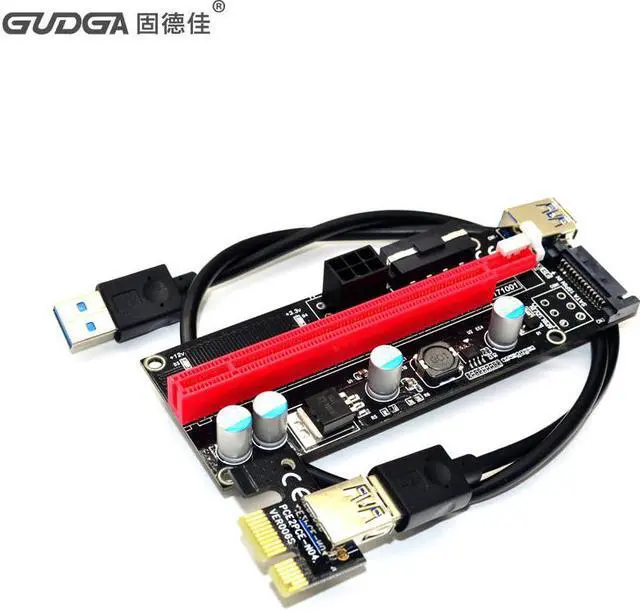 Main image of 009s PCIe Riser PCI-E 1x to 16x Extender 60cm USB3.0 Cable SATA to 6Pin 4pin molex SATA Power Riser card for ETH Dogecoin Mining