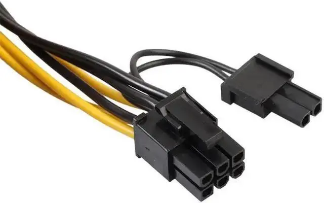 Alt view image 6 of 6 - PCIE 6pin to dual 8pin(6+2pin) power cable 18 AWG wire for graphics card Splitter Adapter Connector for GPU Video riser card