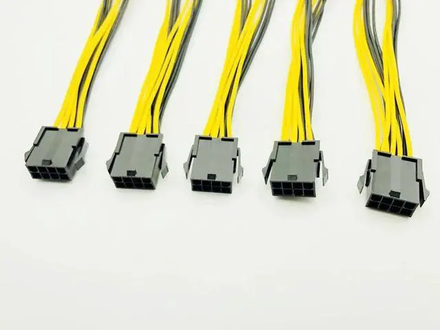 Alt view image 5 of 6 - 5pcs CPU 8Pin to Graphics Card Dual PCI-E PCIe 6Pin Power Supply Splitter Cable Cord Adapter 20cm Cable for Bitcoin Miner Mining