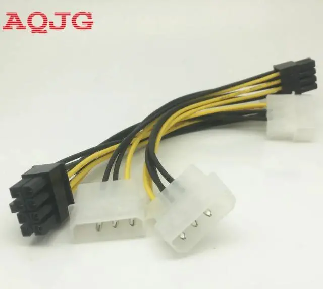 Alt view image 2 of 6 - PCI Express Adapter 4PINx2 TO PCI-E 8PIN Male To Dual LP4 Molex IDE Power Cable Adapter 16cm