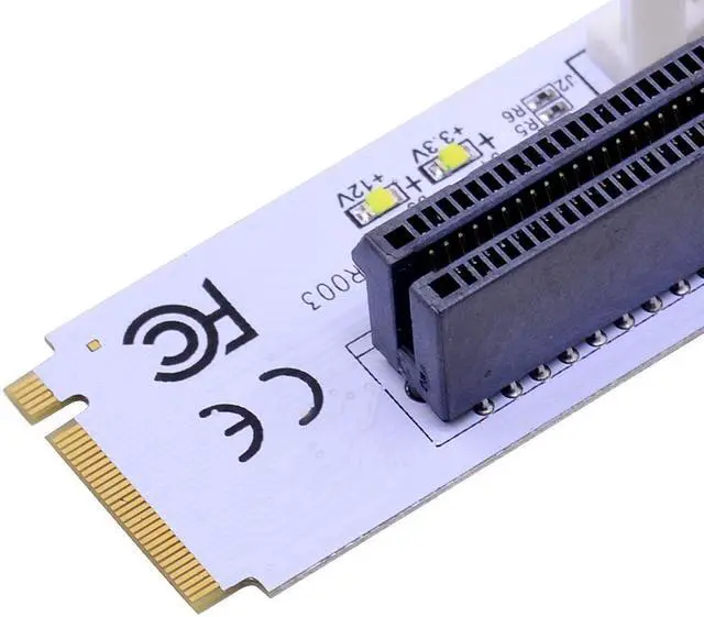 Alt view image 4 of 5 - NGFF M.2 to PCI-E 4X Riser Card M2 Key M to PCIe X4 Adapter with LED Voltage indicator for ETH Bitcoin Miner Mining