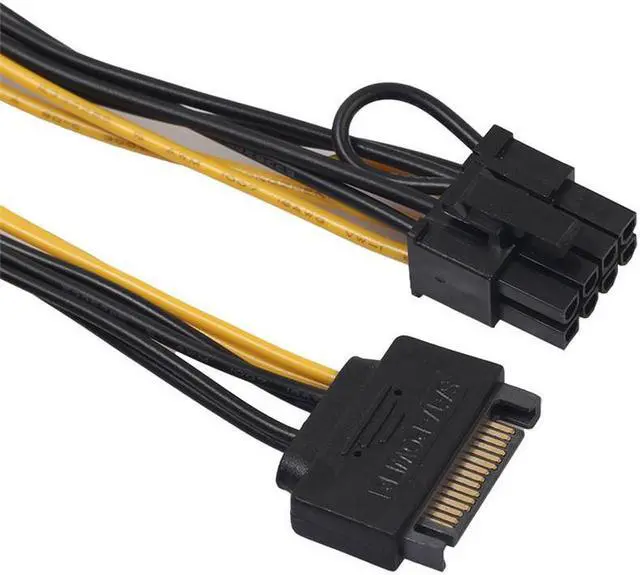 Alt view image 3 of 6 - 20cm 15Pin SATA male to 8-pin PCI-E male video card power adapter cable top material fast conduction low energy cable