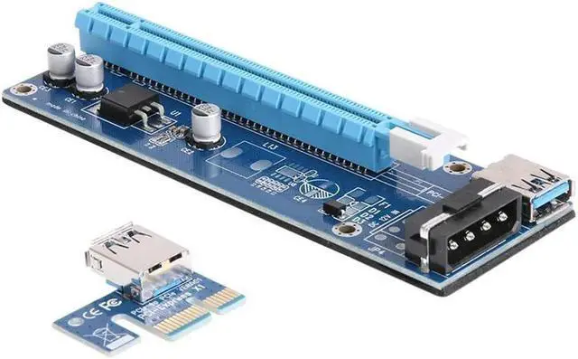 Alt view image 4 of 6 - Amify Mini PCI-E to PCI Express Extender Riser Card PCIE 1x to 16x Slot USB3.0 Data Cable SATA to 6Pin Power Supply for Bitcoin