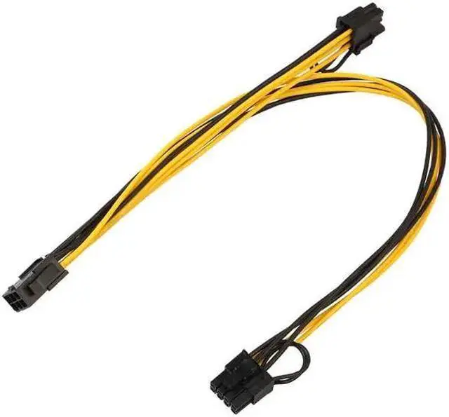 Alt view image 4 of 6 - PCIE 6pin to dual 8pin(6+2pin) power cable 18 AWG wire for graphics card Splitter Adapter Connector for GPU Video riser card