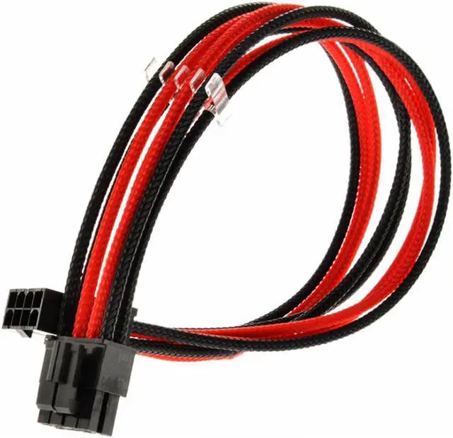 Alt view image 2 of 3 - Sleeved Graphics Card ATX EPS PSU CPU 8 Pin to 6+2 Pin PCI-E Power Extension Cable Wire For 18AWG Power Wire Sleeved 30cm