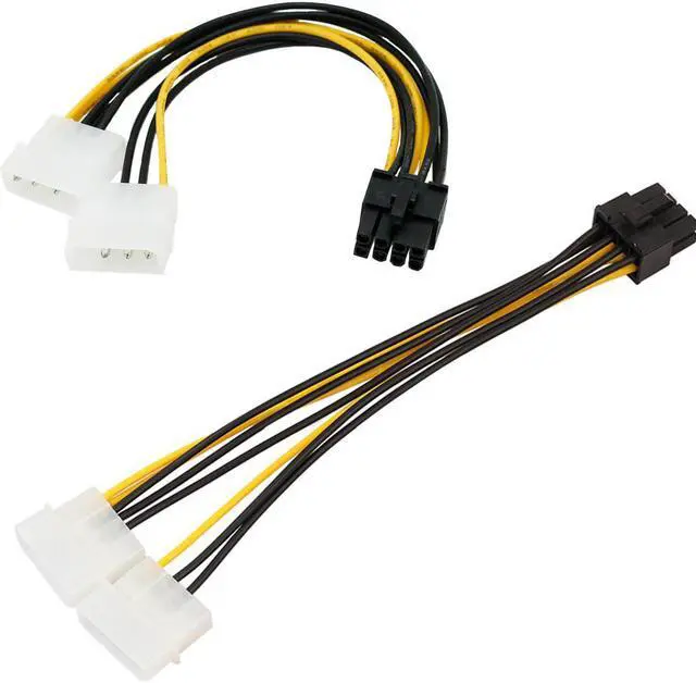 Alt view image 2 of 6 - New 6 inch 2 x Molex 4 pin to 8-Pin PCI Express Video Card Pci-e ATX PSU Power Converter Cable - Molex to Pcie 8 pin Adapter