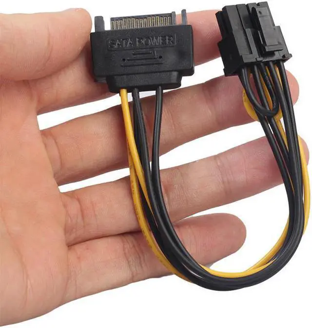 Alt view image 2 of 6 - 15pin SATA male to 8pin(6+2) PCI-E Power Supply Cable 20cm SATA Cable 15-pin to 8 pin cable 18AWG Wire for video card a713
