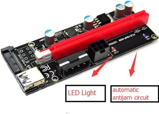 Alt view image 3 of 6 - 009s PCIe Riser PCI-E 1x to 16x Extender 60cm USB3.0 Cable SATA to 6Pin 4pin molex SATA Power Riser card for ETH Dogecoin Mining