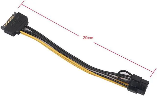 Alt view image 5 of 6 - 20cm 15Pin SATA male to 8-pin PCI-E male video card power adapter cable top material fast conduction low energy cable