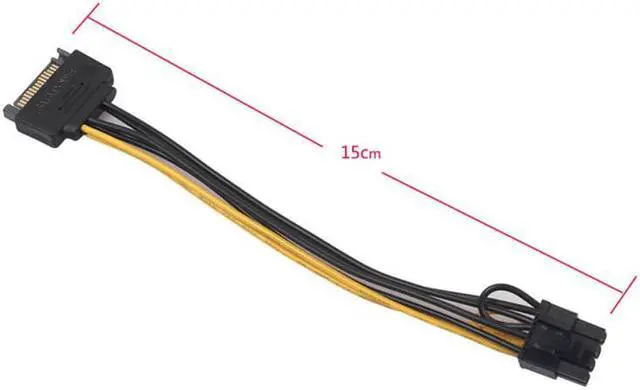 Alt view image 6 of 6 - 15pin SATA male to 8pin(6+2) PCI-E Power Supply Cable 20cm SATA Cable 15-pin to 8 pin cable 18AWG Wire for video card a713