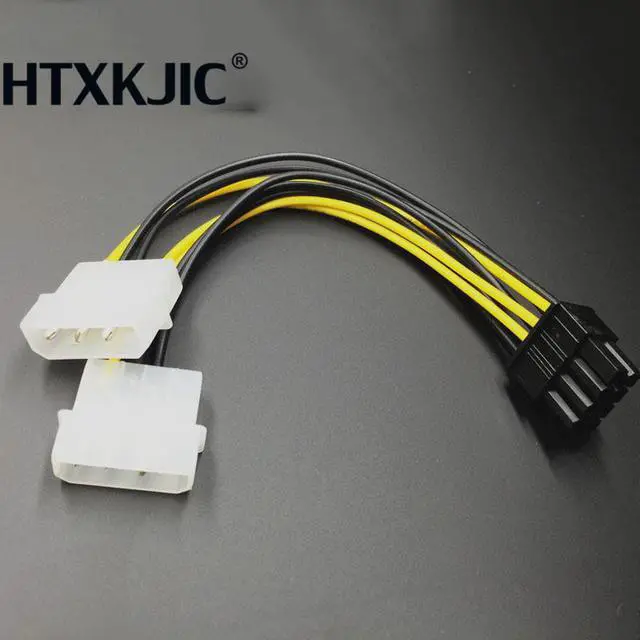 Main image of Hot 6 inch 2 x Molex 4 pin to 8-Pin PCI Express Video Card Pci-e ATX PSU Power Converter Cable - Molex to Pcie 8 pin Adapter