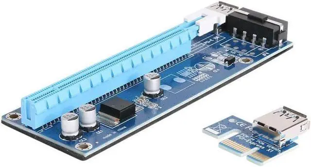 Alt view image 3 of 6 - Amify Mini PCI-E to PCI Express Extender Riser Card PCIE 1x to 16x Slot USB3.0 Data Cable SATA to 6Pin Power Supply for Bitcoin