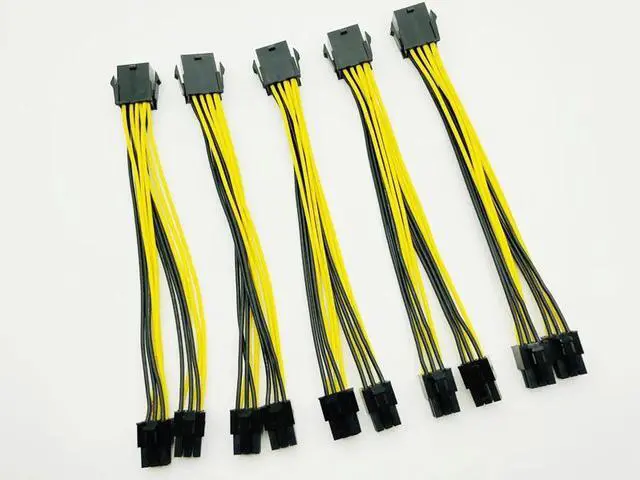 Alt view image 4 of 6 - 5pcs CPU 8Pin to Graphics Card Dual PCI-E PCIe 6Pin Power Supply Splitter Cable Cord Adapter 20cm Cable for Bitcoin Miner Mining