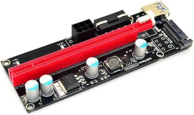 Alt view image 4 of 6 - 009s PCIe Riser PCI-E 1x to 16x Extender 60cm USB3.0 Cable SATA to 6Pin 4pin molex SATA Power Riser card for ETH Dogecoin Mining