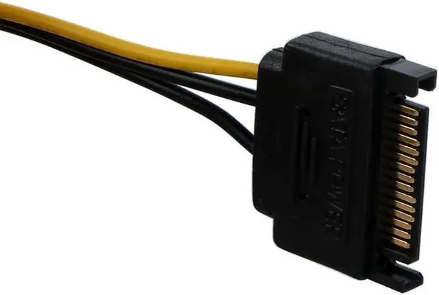 Alt view image 6 of 6 - 15 Pin SATA Male to 2 Female 6 Pin PCI-E PCIe PCI Express Graphics Video Display Card Dual Sata to 6pin Power Cable for PC