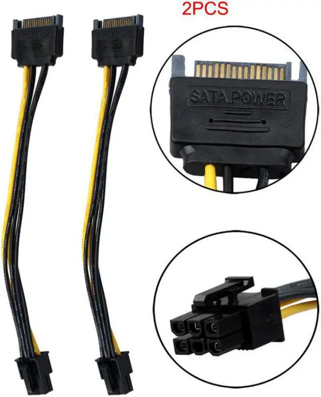 Main image of 2pcs SATA Power Cable 15 Pin To 6 Pin PCI EXPRESS PCI-E Sata usb sata cable usb Riser card rj45 connector dvi-d vga dual psu