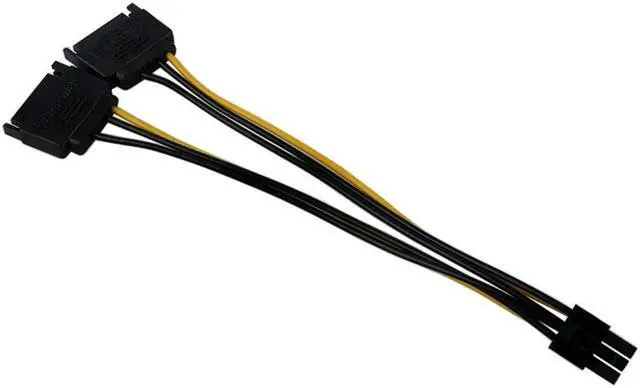 Alt view image 4 of 6 - 15 Pin SATA Male to 2 Female 6 Pin PCI-E PCIe PCI Express Graphics Video Display Card Dual Sata to 6pin Power Cable for PC