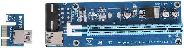 Alt view image 5 of 6 - Amify Mini PCI-E to PCI Express Extender Riser Card PCIE 1x to 16x Slot USB3.0 Data Cable SATA to 6Pin Power Supply for Bitcoin