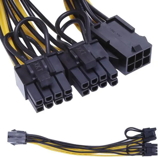 Alt view image 2 of 6 - Amify PCI-E PCIe PCI Express 6-Pin Female To Dual 2-Port 8-Pin ( 6+2 Pin ) Male GPU Video Card Power Adapter Cable 18 AWG 20.5cm