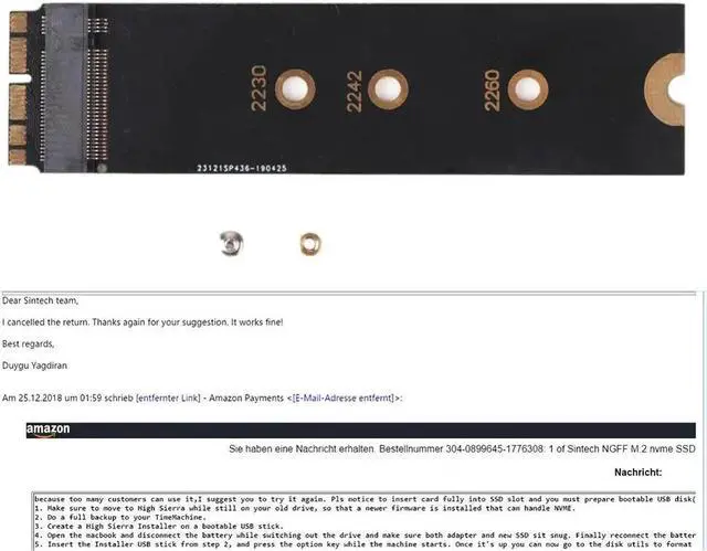 Alt view image 3 of 6 - M.2 PCIE NVME SSD M.2 nVME SSD Adapter Card for Upgrade 2013-2015 Year Macs(Not Fit Early 2013 MacBook Pro)