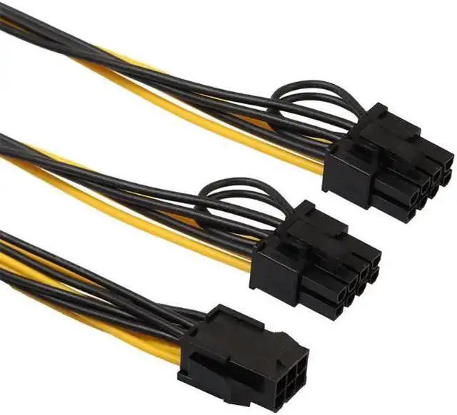 Alt view image 5 of 6 - PCIE 6pin to dual 8pin(6+2pin) power cable 18 AWG wire for graphics card Splitter Adapter Connector for GPU Video riser card