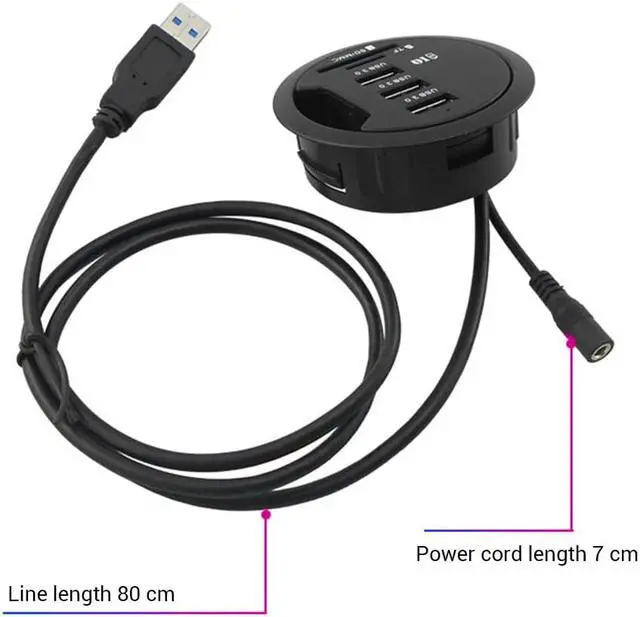 Alt view image 5 of 7 - 3 Port USB 3.0 Splitter Desk Round Hole USB Hubs with Card Reader Computer USB Hubs Converter Laptop PC