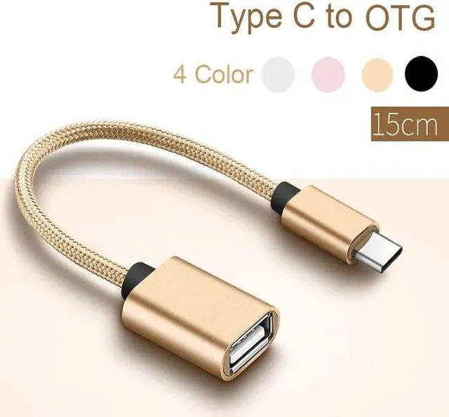Alt view image 7 of 9 - USB Type C to OTG Cable Adapter Converter Audio Cable splitter for type c usbc otg cord alloy casing nylon wire connector type c