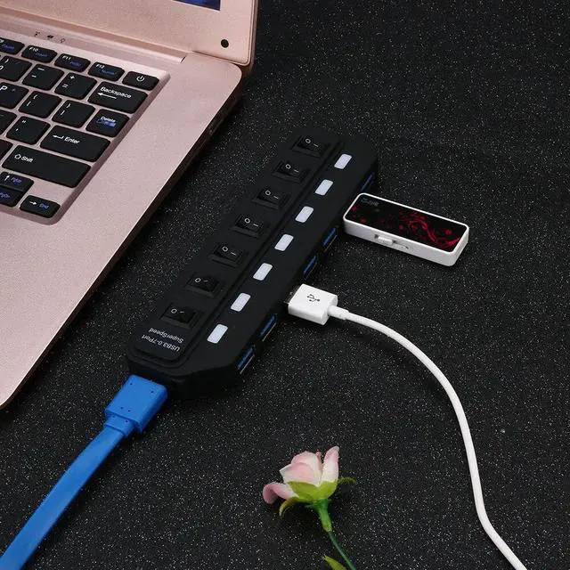 Alt view image 6 of 6 - USB HUB 3.0 7 Ports Switch Multiple USB Splitter Porta Panel for Laptop PC Independent switch USB 3.0 ,2.0, USB1.1 Adapter