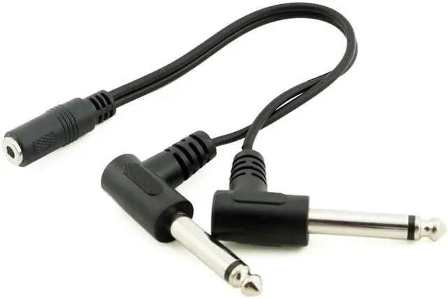 Alt view image 2 of 12 - ABKT 3.5mm Mini 1/8 inch TRS Stereo Female Jack to Dual 1/4 6.35mm Male Plug Mono TS Right Angle Audio Adapter Y Splitter Cabl