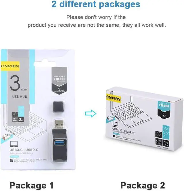 Alt view image 8 of 8 - USB Hub 3.0 Mini USB Splitter 3 Ports USB 3.0 Hub 5Gbps Multi USB Port 3.0 2.0 for PC Laptop MacBook Phone