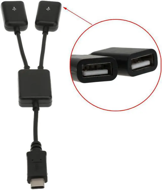 Alt view image 11 of 11 - USB 3.1 Type C OTG HUB Cable 2 in 1 USB C 3.1 Male to Female Plug Cord Splitter Type C to Dual USB2.0 Converter Adapter Wire