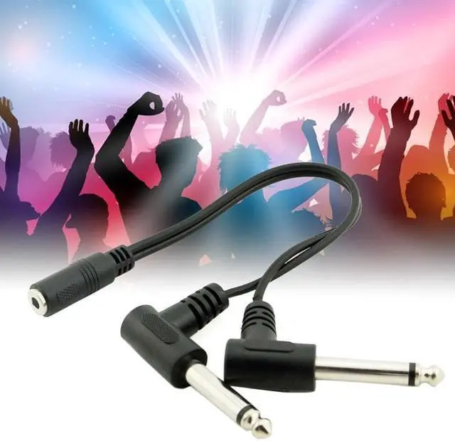 Alt view image 3 of 12 - ABKT 3.5mm Mini 1/8 inch TRS Stereo Female Jack to Dual 1/4 6.35mm Male Plug Mono TS Right Angle Audio Adapter Y Splitter Cabl