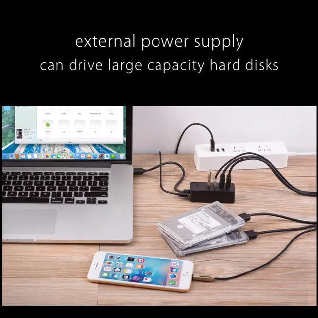 Alt view image 2 of 6 - W5P U2 ABS 4 Ports USB 2.0 Desktop HUB OTG Hubs USB Splitter Multi Port USB Adapter Micro USB and Type A Input for Compter