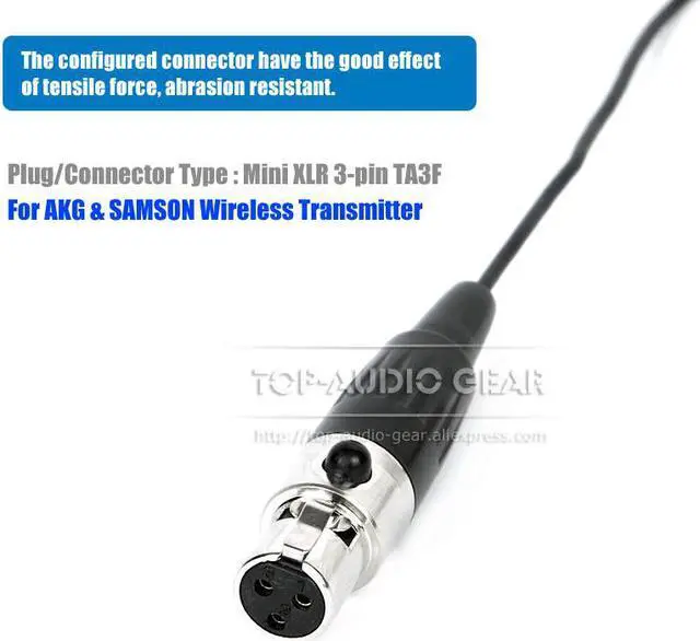 Alt view image 3 of 6 - 3 Pin Mini XLR TA3F Lavaliar Lapel Tie Clip Microphone For AKG Wireless Microphone System WMS SR PT 450 470 420 4500 Bodypack